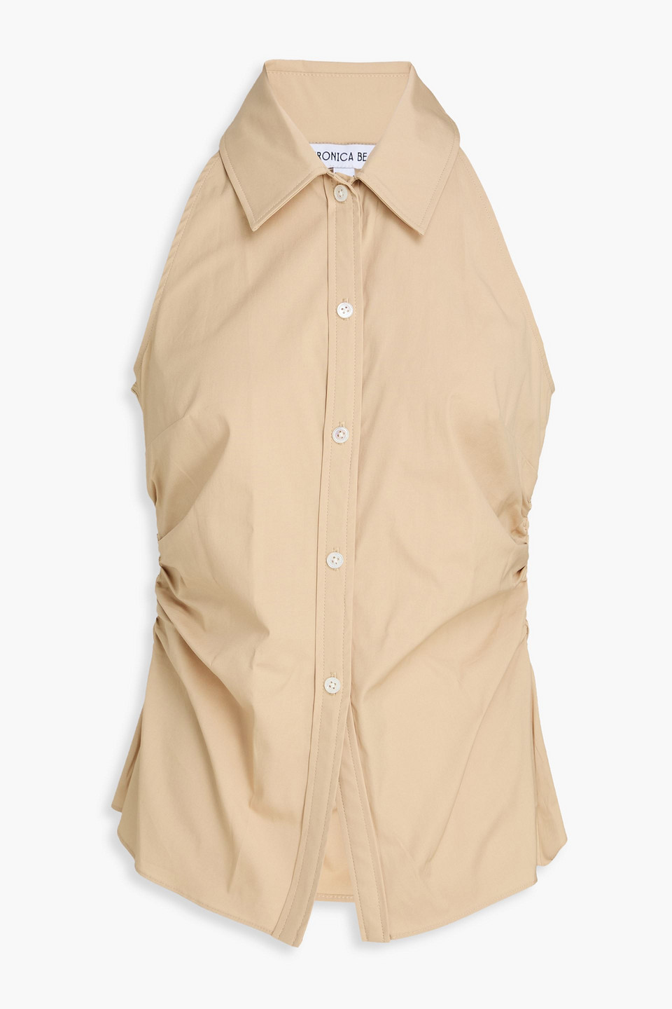 Veronica Beard Regina Stretch-cotton Poplin Shirt In Brown
