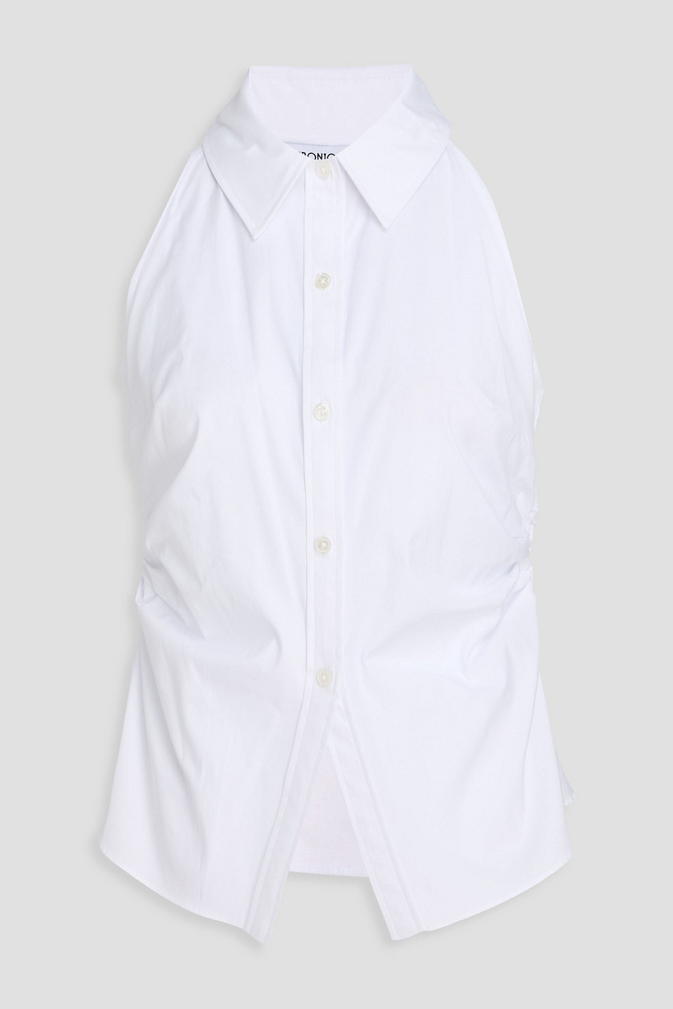 Veronica Beard Regina Ruched Cotton-blend Poplin Shirt In White