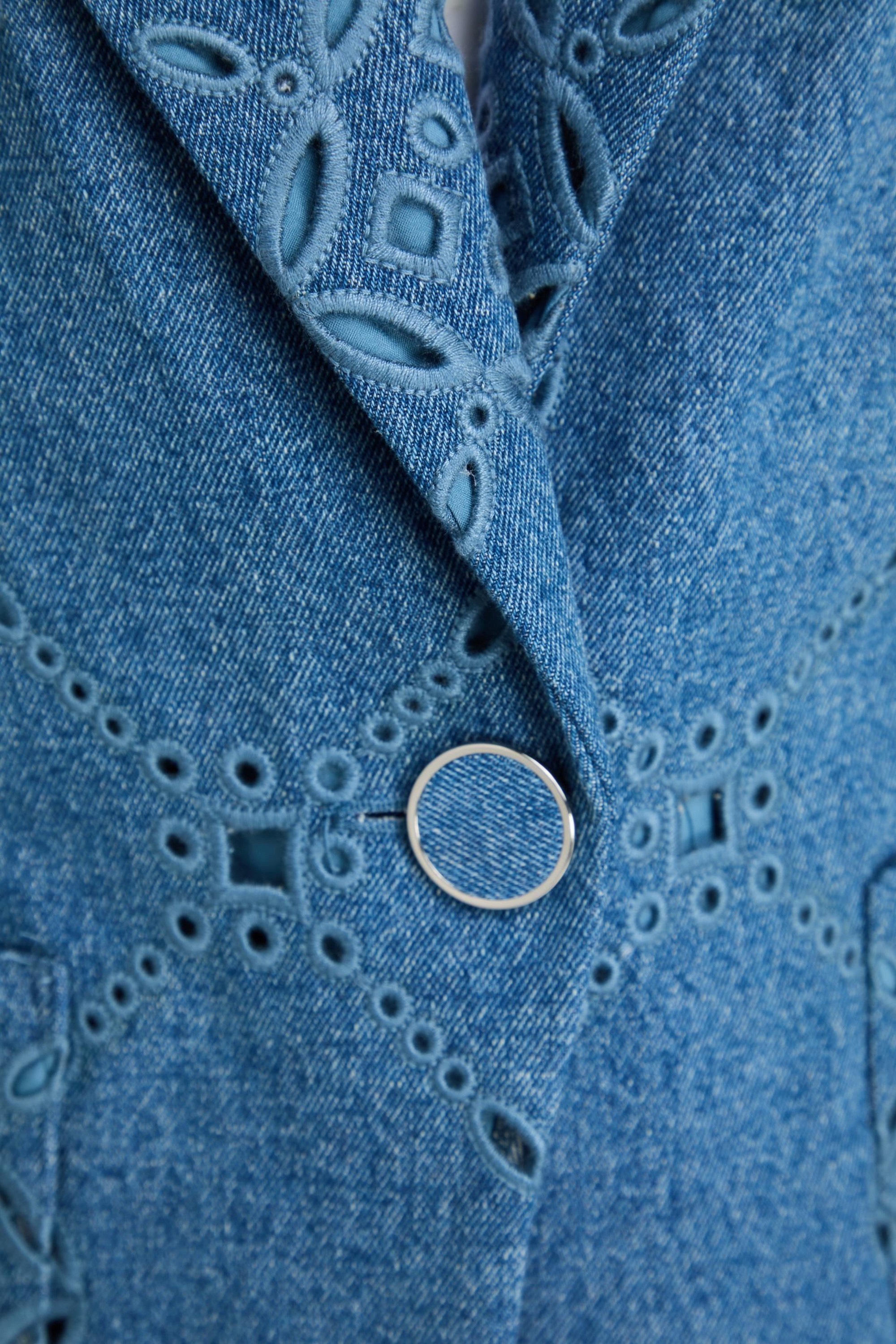Veronica Beard - Naira broderie anglaise denim blazer | Plush