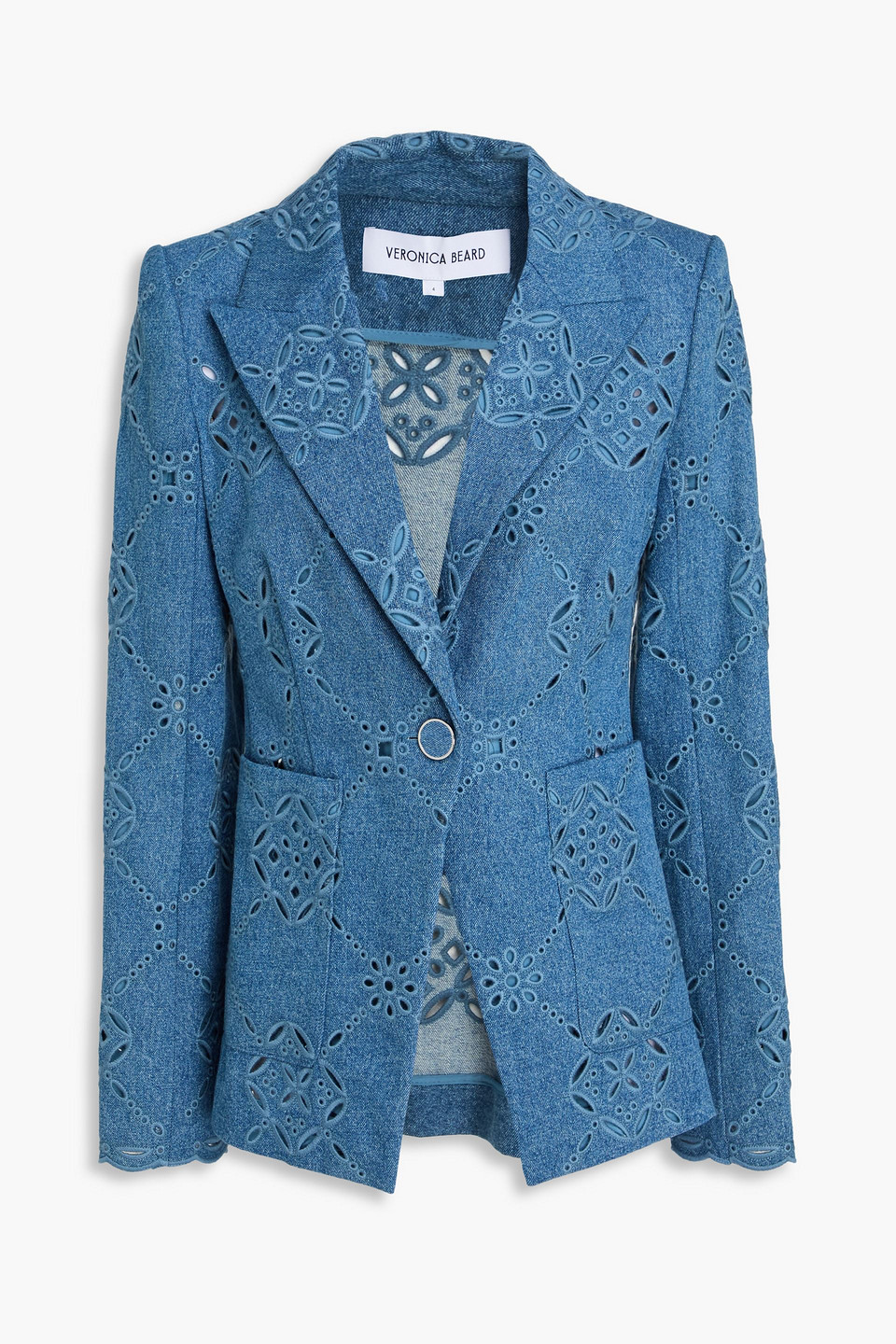 veronica beard - naira broderie anglaise denim blazer - blue - us 0