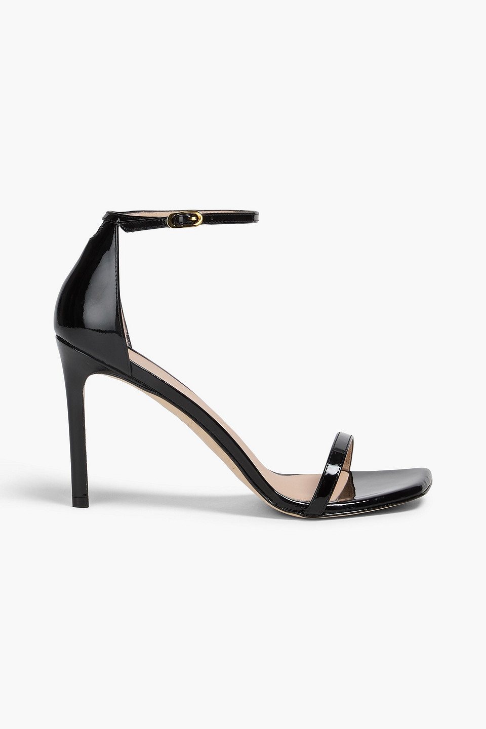 Stuart Weitzman Amelina 95 Patent-leather Sandals In Black