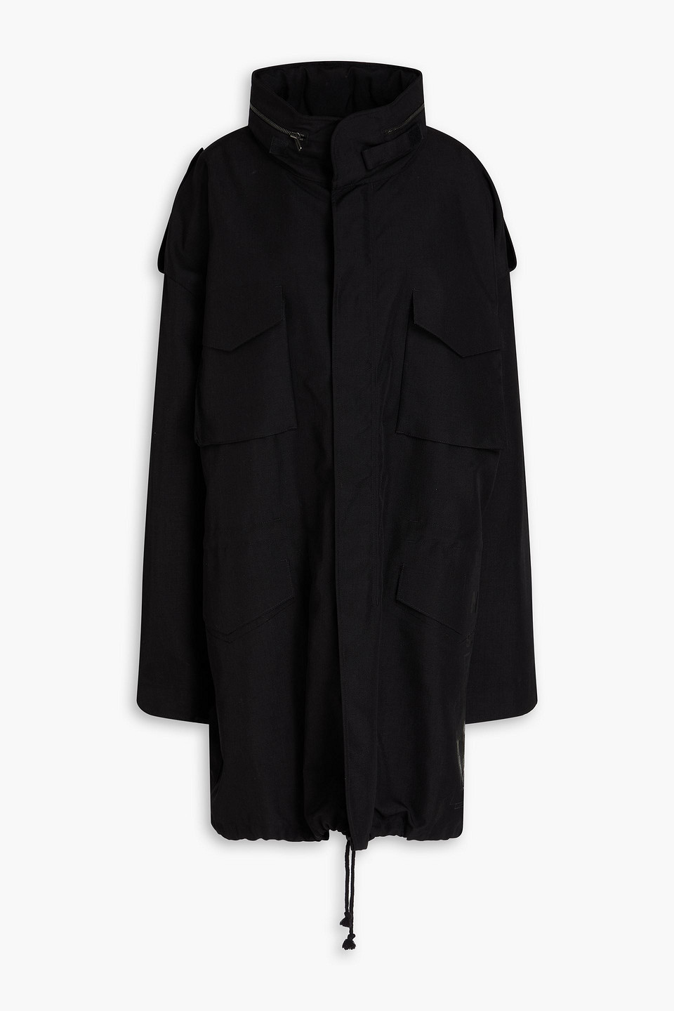 maison margiela - crepe hooded parka - black - it 34