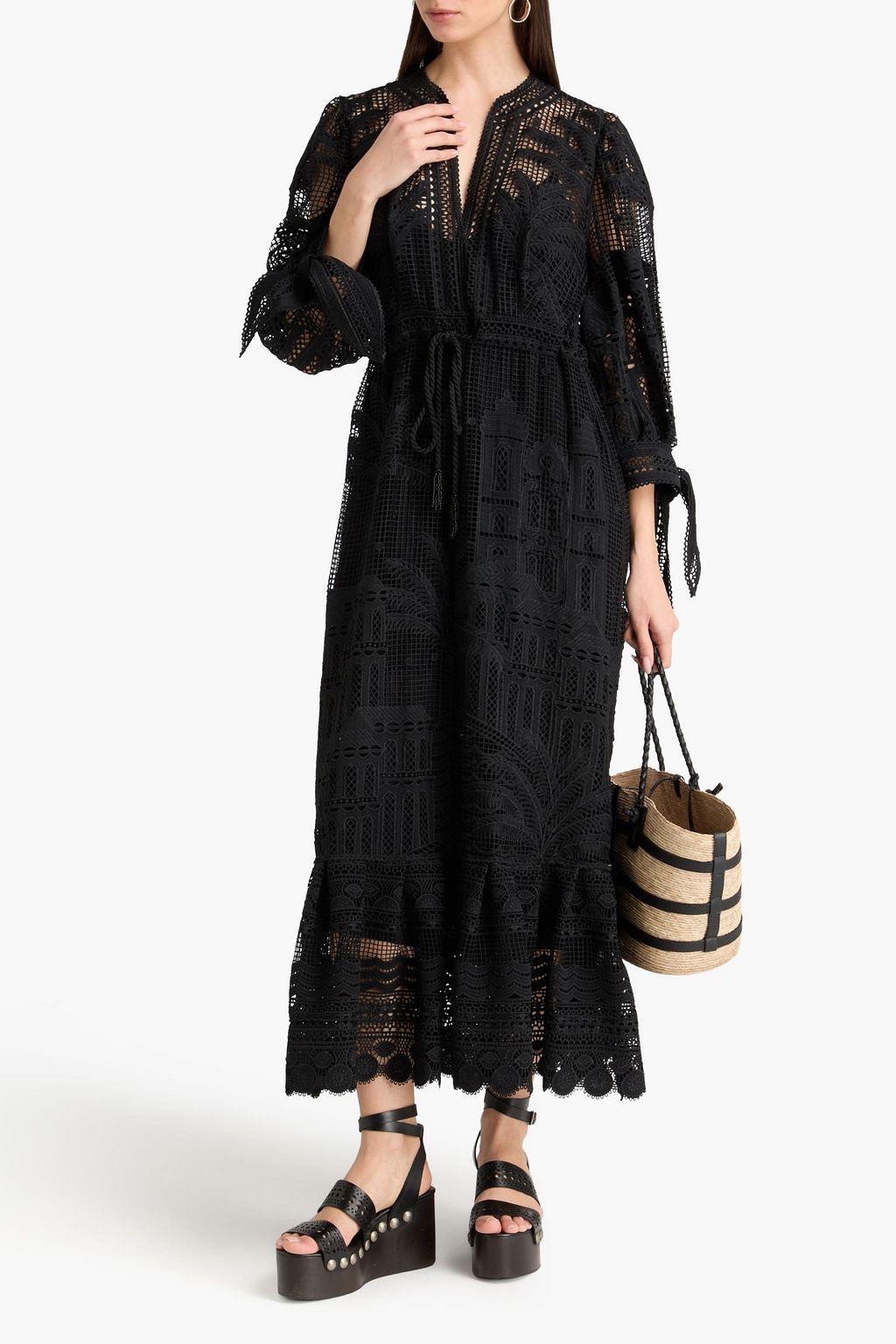 farm rio guipure lace maxi dress Farm Rio Guipure Lace Maxi Dress NWT Red Sz S $420