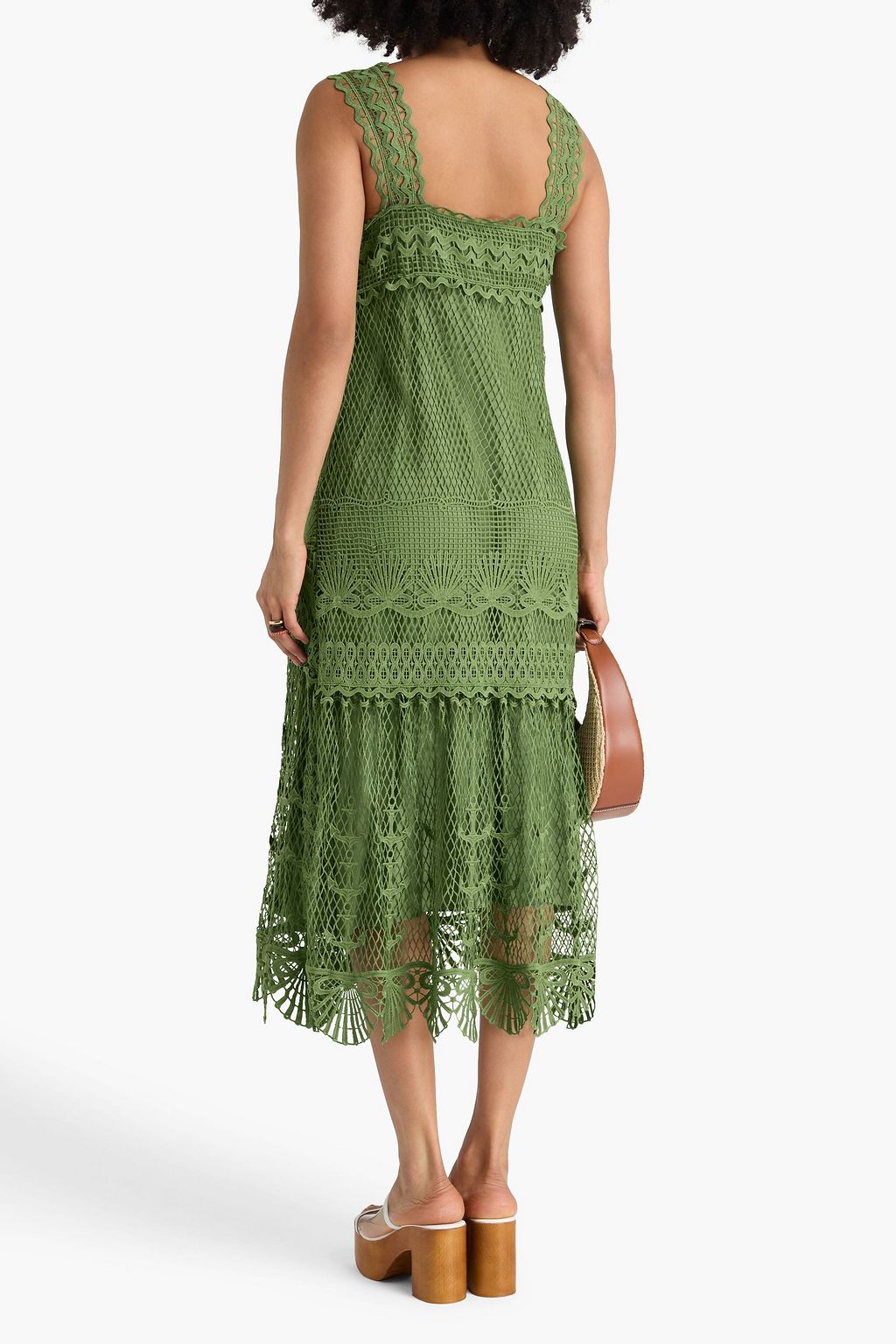 slim fit dress slacks Self-Portrait Green Lace Collared Midi Dress with Jewelled Buttons –  Phoenix Style main image 0