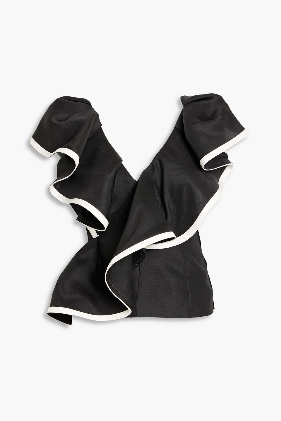 carolina herrera - ruffled silk-organza top - black - us 0