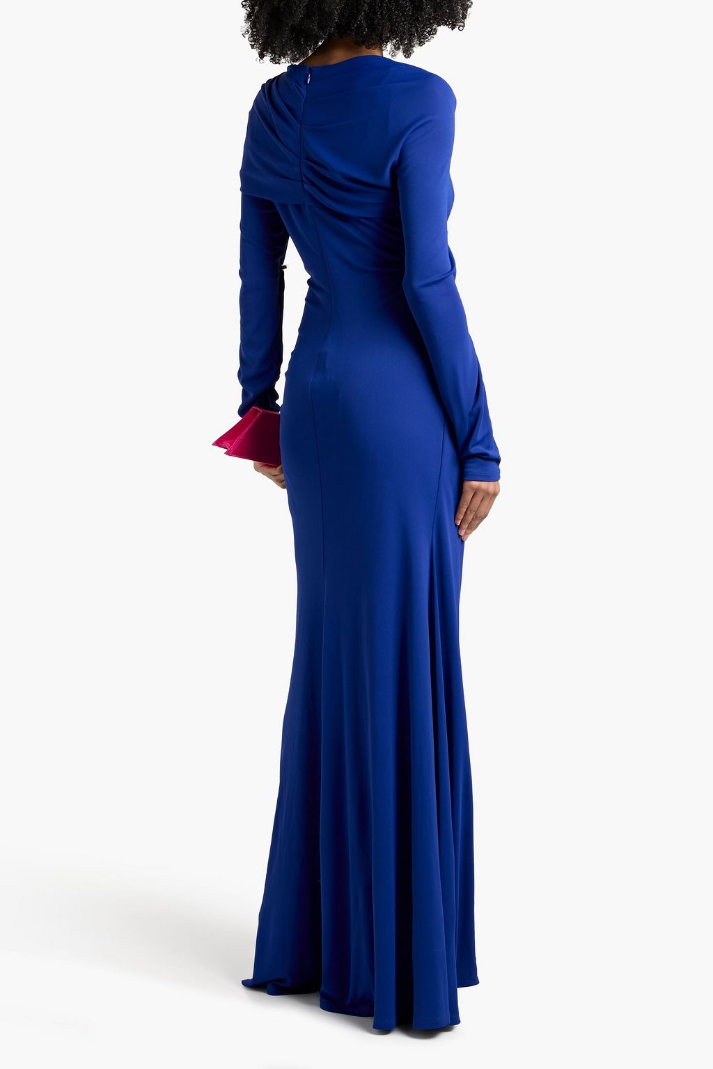 carolina blue jersey dress Carolina Herrera Ruched Long Sleeve Stretch Jersey Dress in Blue