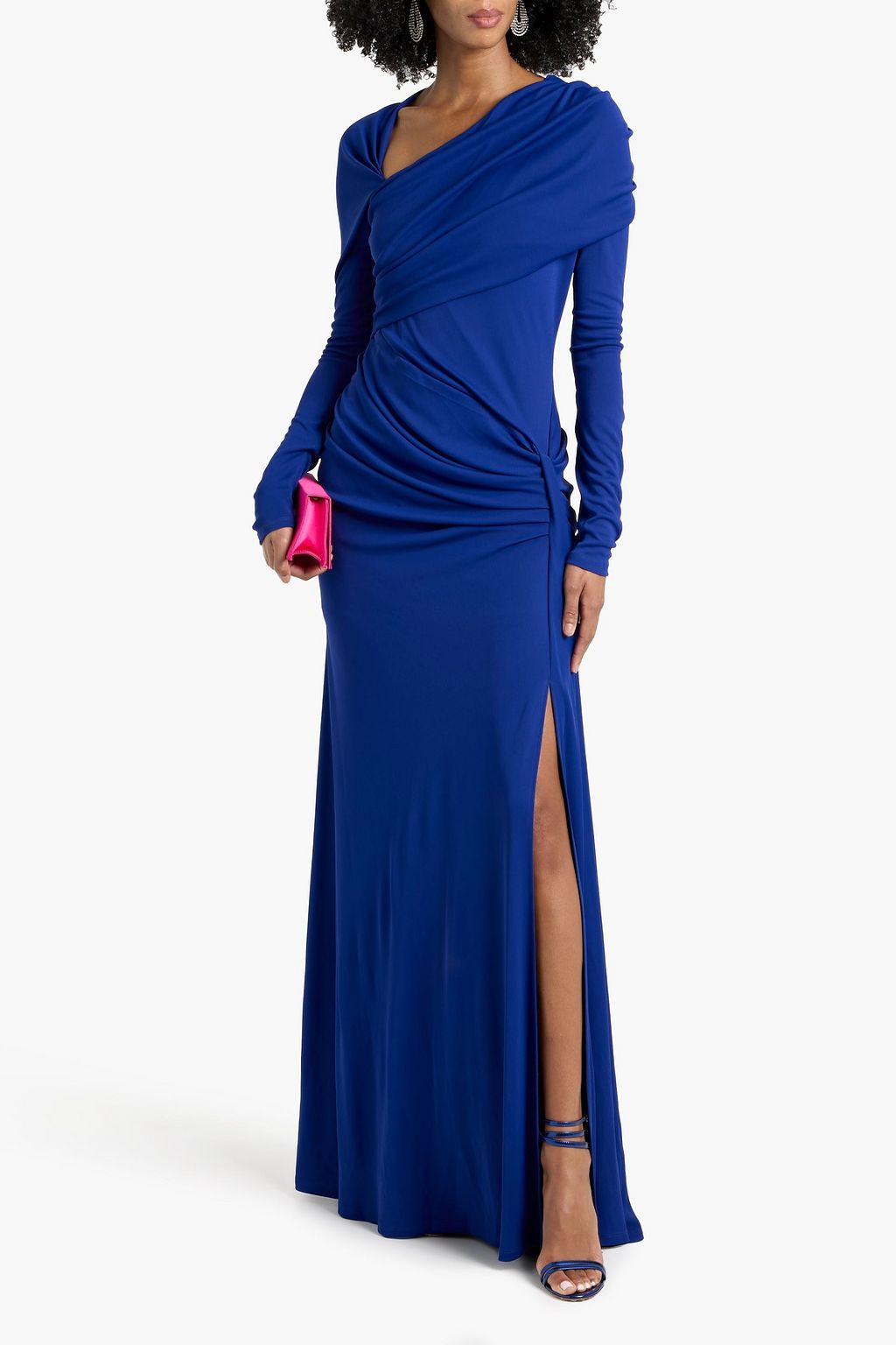 carolina blue jersey dress Carolina Herrera Ruched stretch-jersey gown - Women - Royal blue Dresses