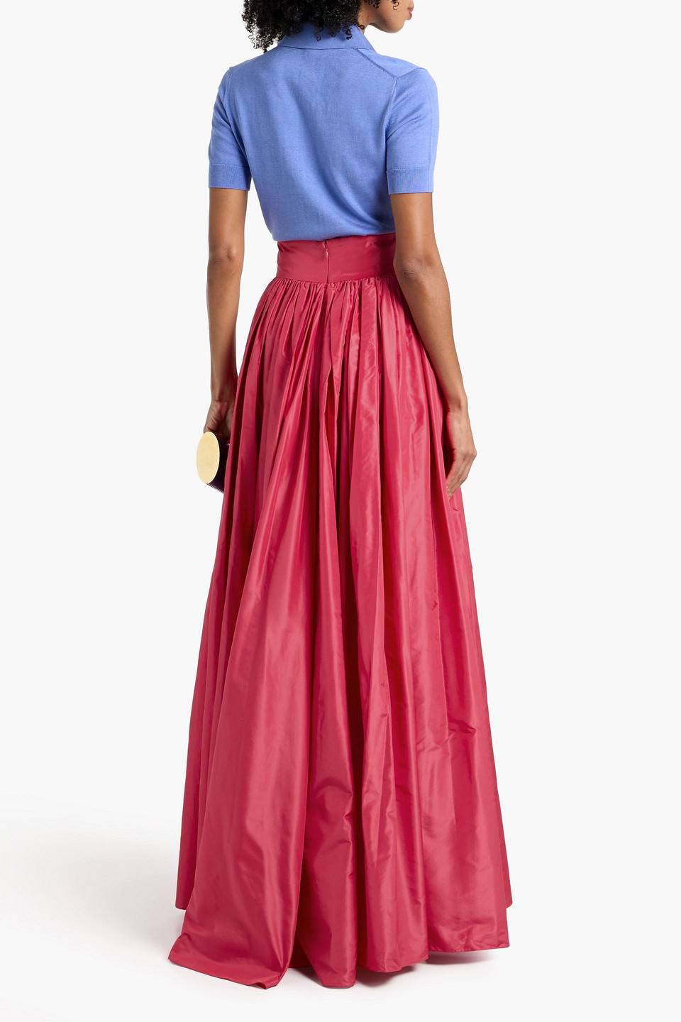 Carolina Herrera Pleated Silk-faille Maxi Skirt In Pink
