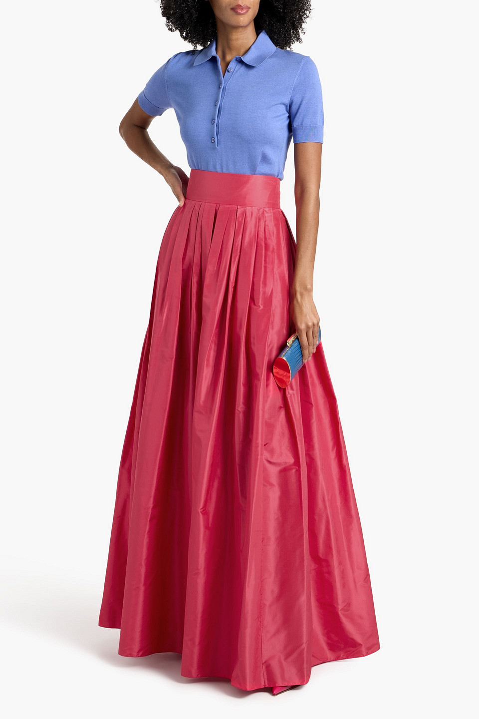 Carolina Herrera Pleated Silk-faille Maxi Skirt In Pink