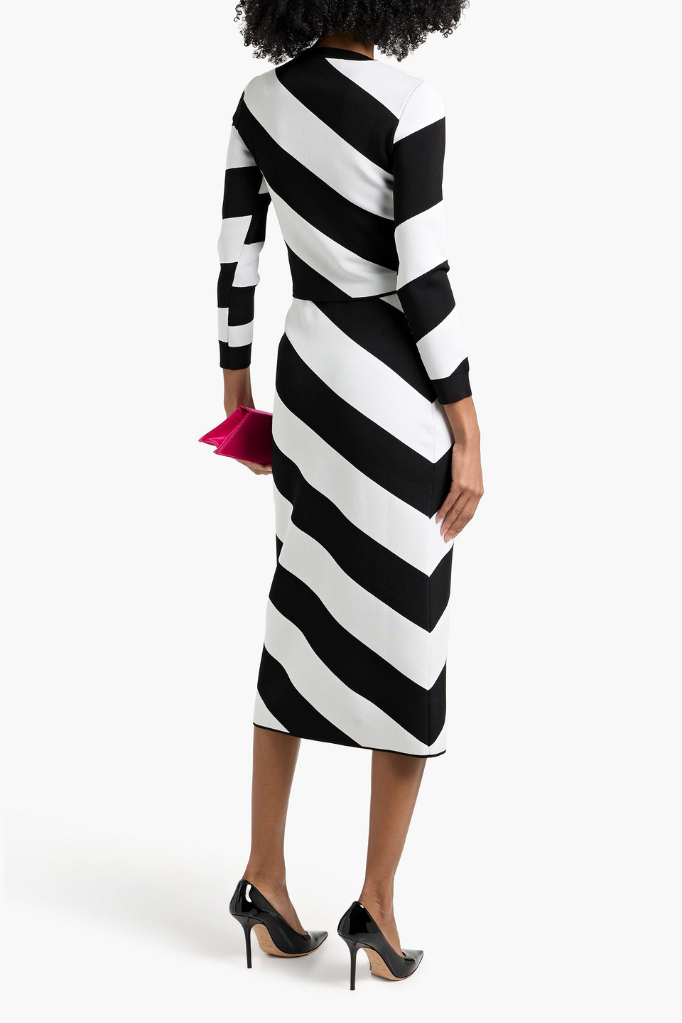 Carolina Herrera Striped Stretch-knit Top In Black