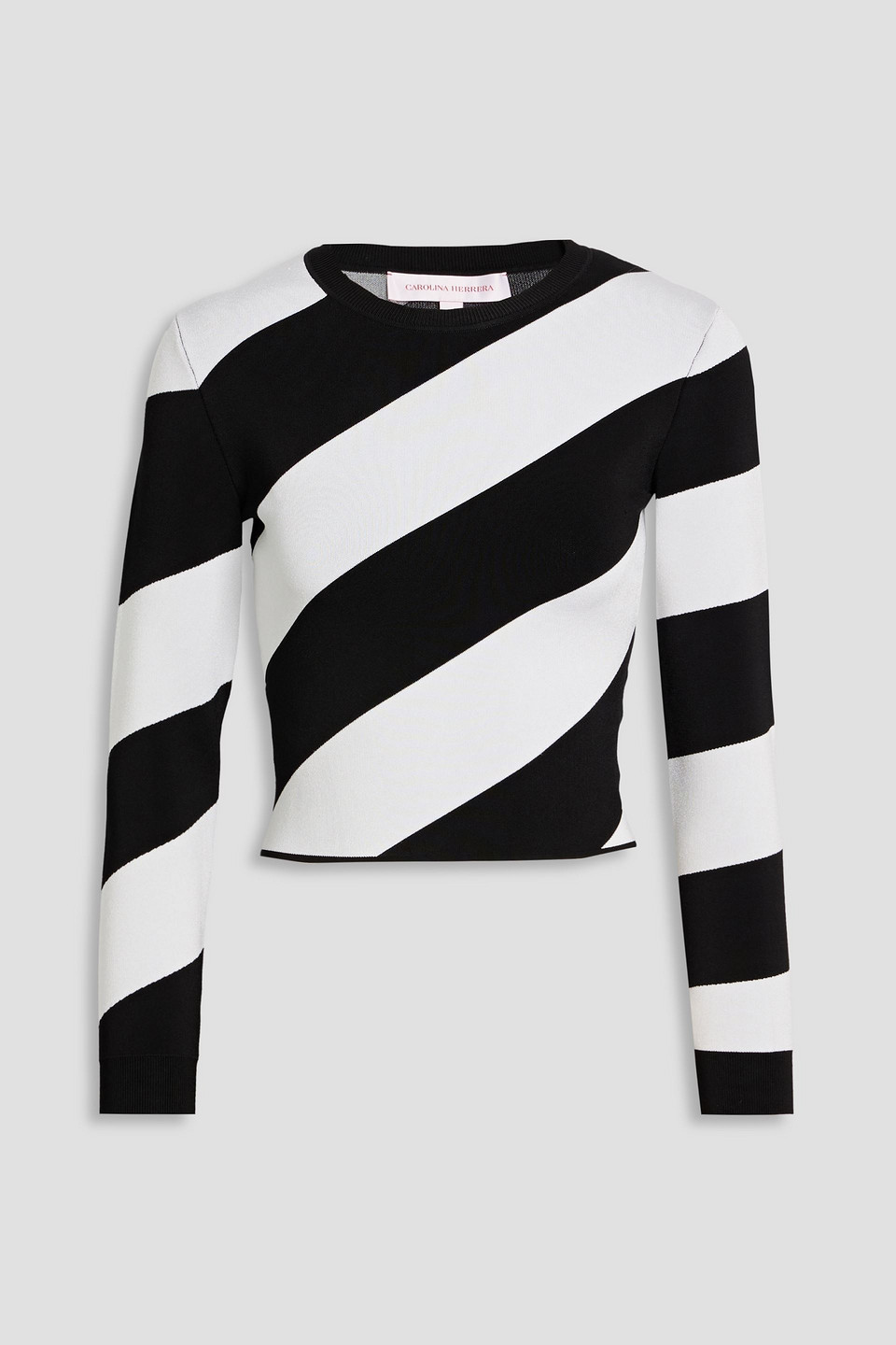 Carolina Herrera Striped Stretch-knit Top In Black