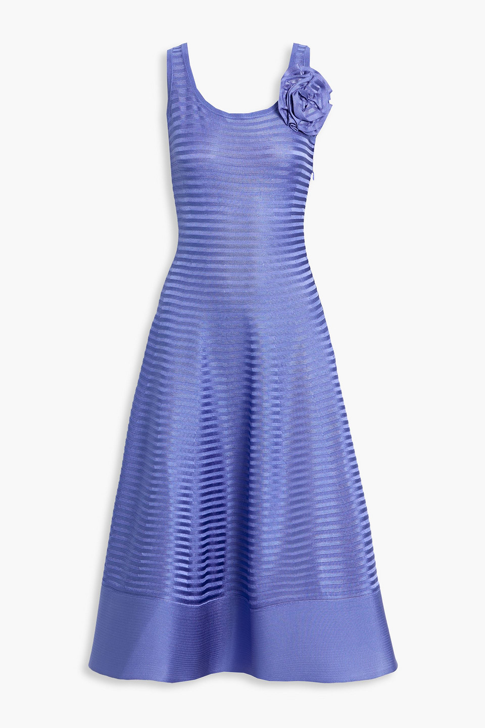 Carolina Herrera Fluted Jacquard-knit Midi Dress In Purple