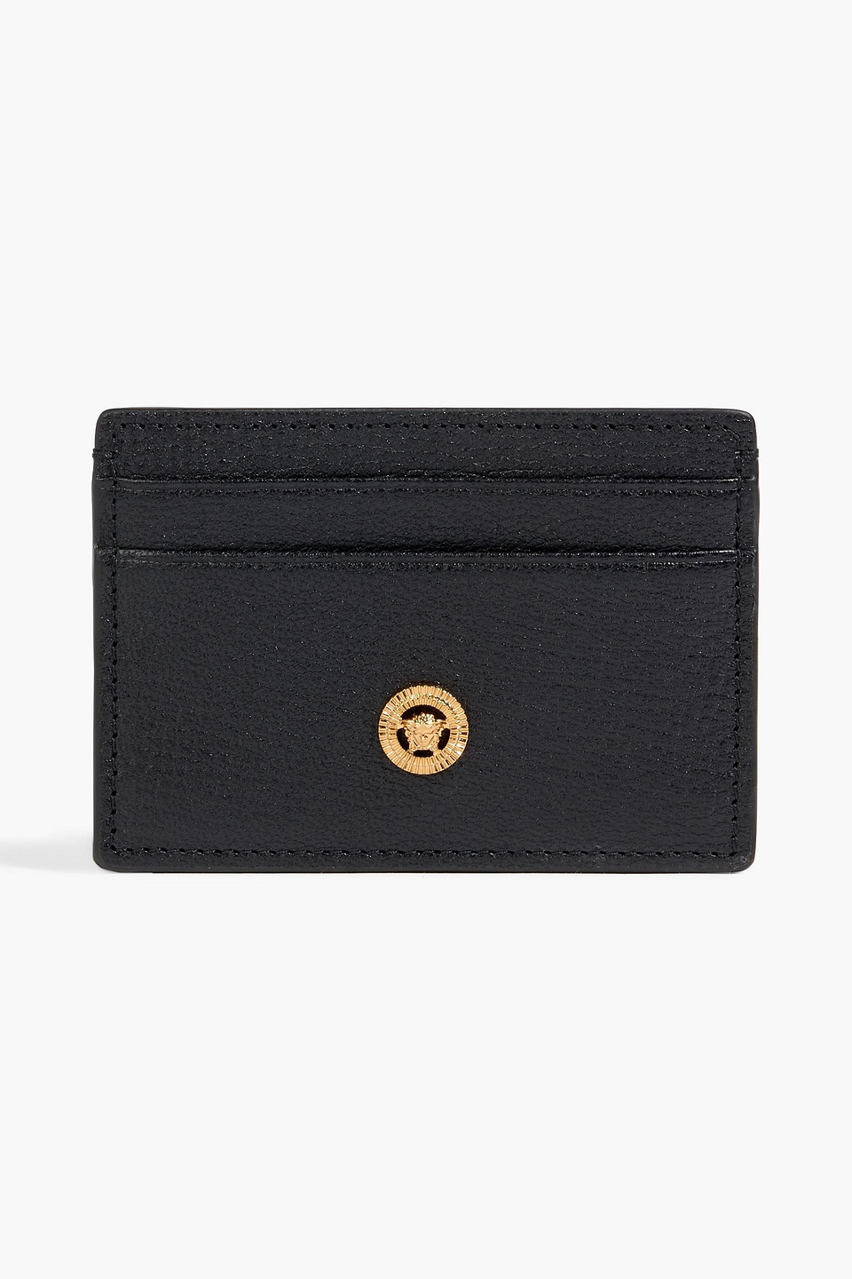 Versace Medusa Biggie Pebbled-leather Cardholder In Black
