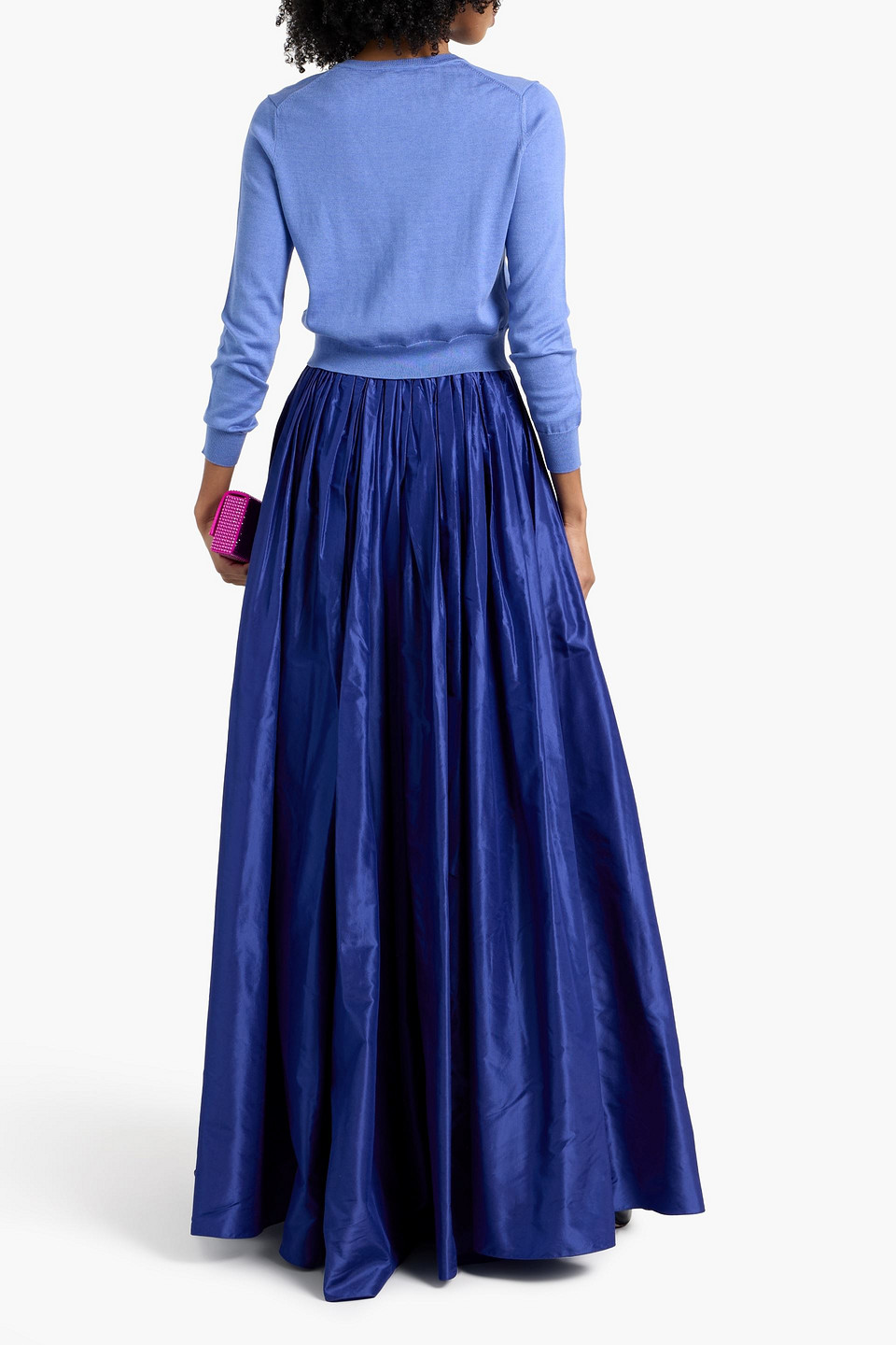 Carolina Herrera Pleated Silk-faille Maxi Skirt In Blue