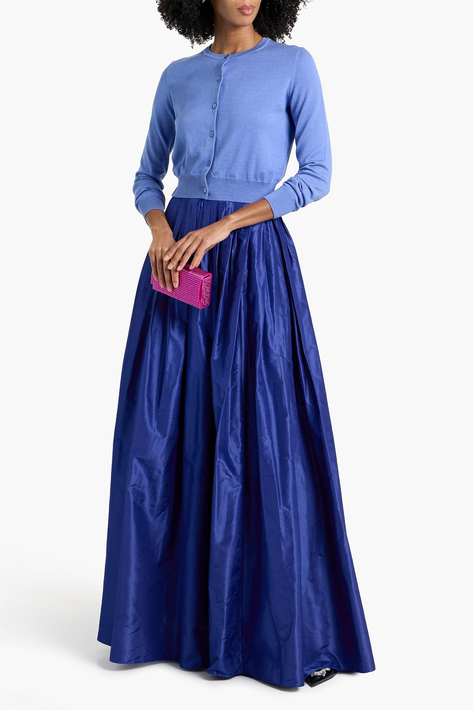 Carolina Herrera Pleated Silk-faille Maxi Skirt In Blue