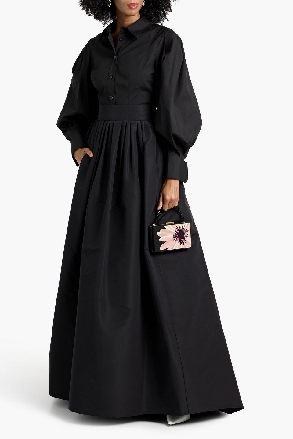 Carolina Herrera Pleated Silk-faille Maxi Skirt In Black