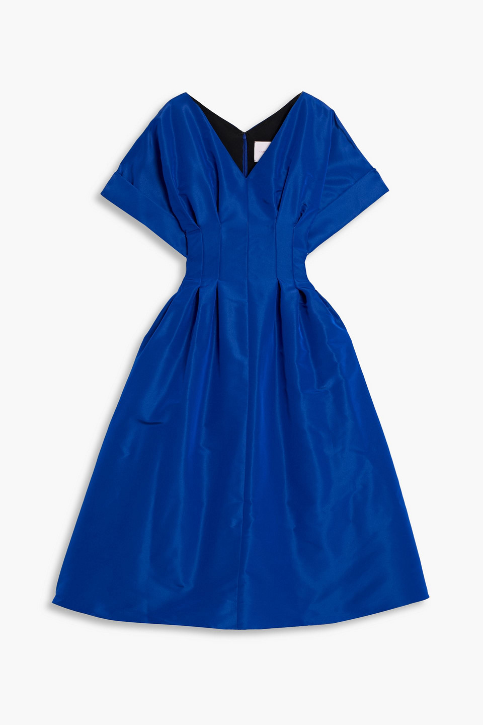 Carolina Herrera Pleated Silk-faille Midi Dress In Blue