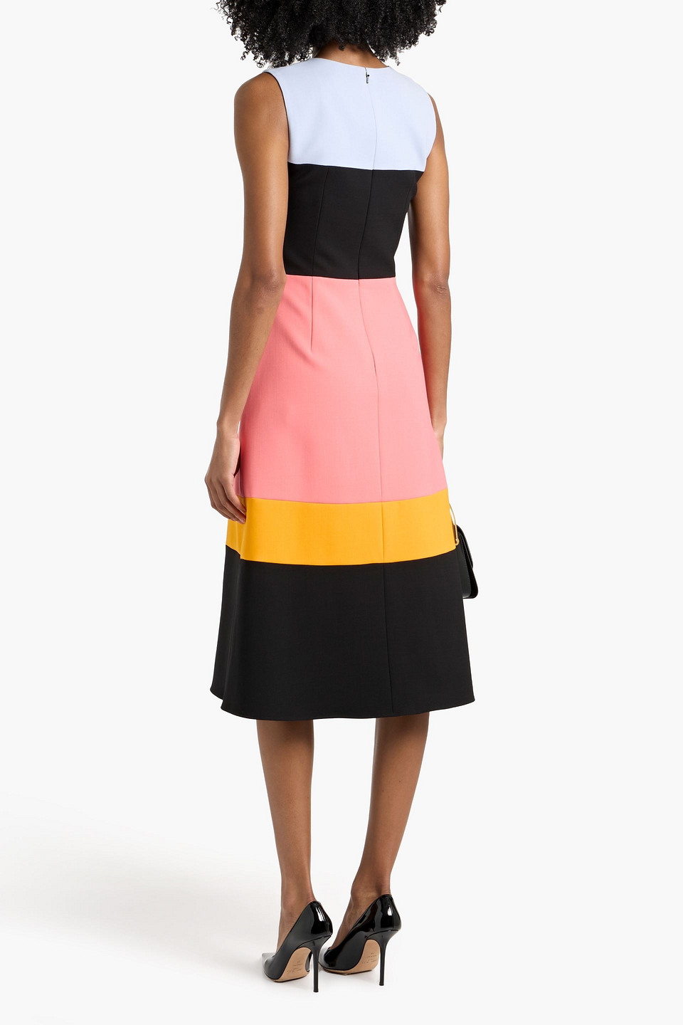 Carolina Herrera Color-block Wool-blend Midi Dress In Orange