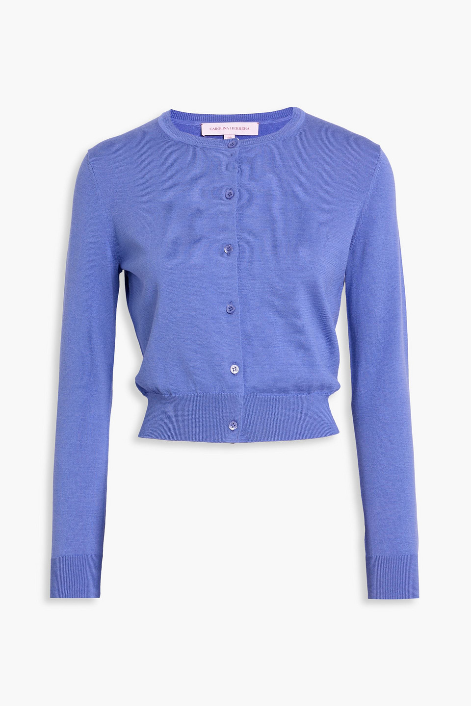 Carolina Herrera Silk And Cotton-blend Cardigan In Blue