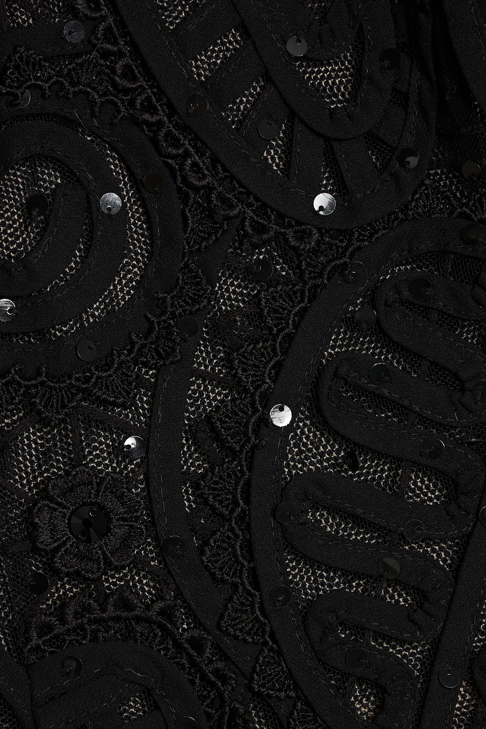 Carolina Herrera Strapless Sequin-embellished Lace Gown In Black