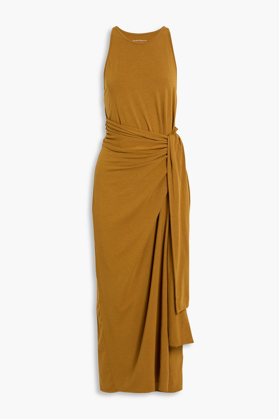 Another Tomorrow Lyocell-blend Jersey Maxi Dress In Brown