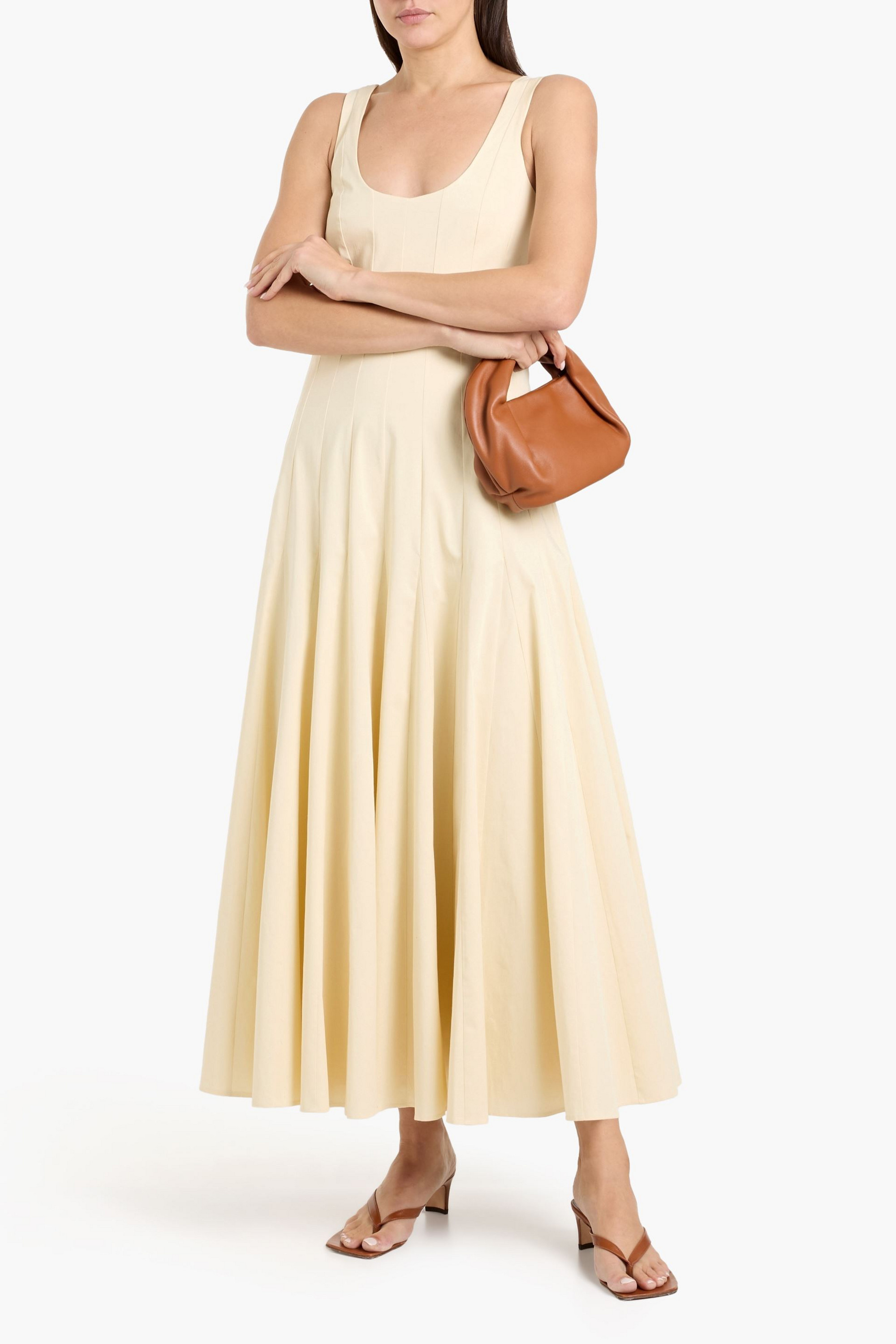Another Tomorrow - Flared cotton-blend twill midi dress | Plush