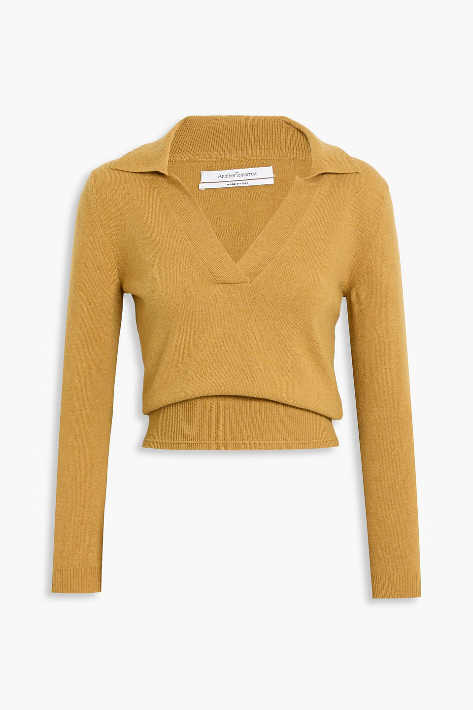 Another Tomorrow Cashmere And Wool-blend Polo Sweater In Yellow