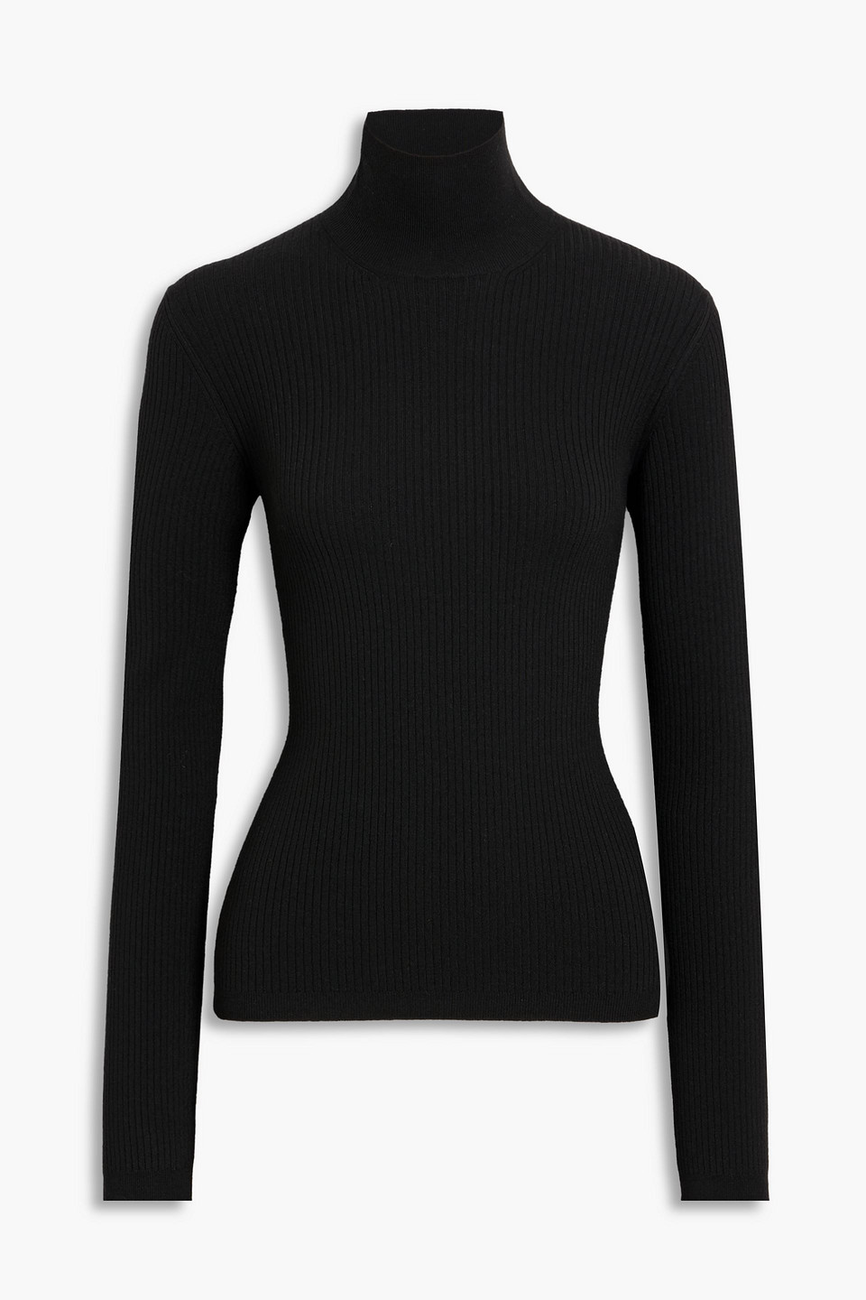 Another Tomorrow Ribbed Wool-blend Turtleneck Sweater In Multi