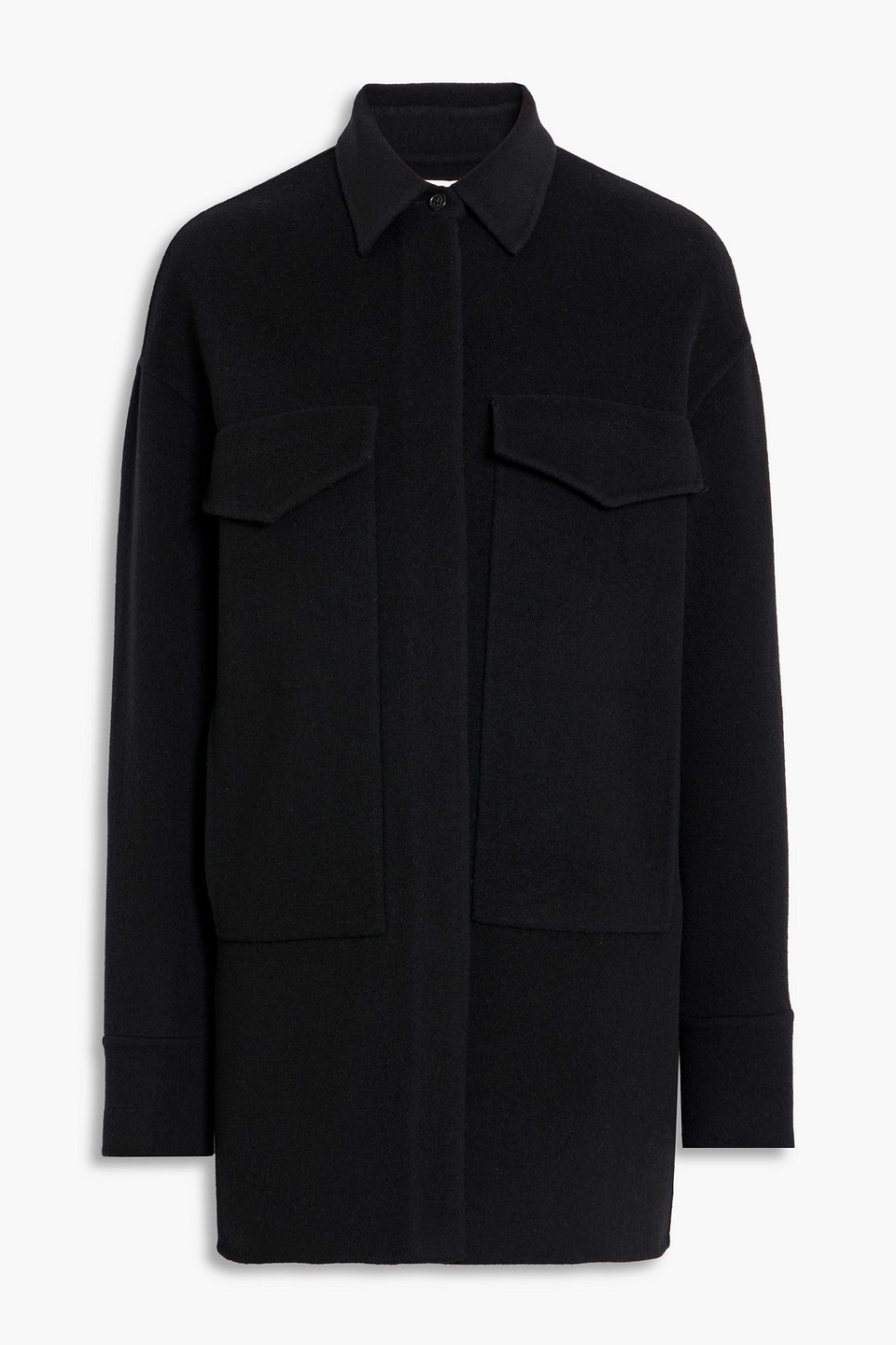 Another Tomorrow Wool-felt Shirt Jacket In Black