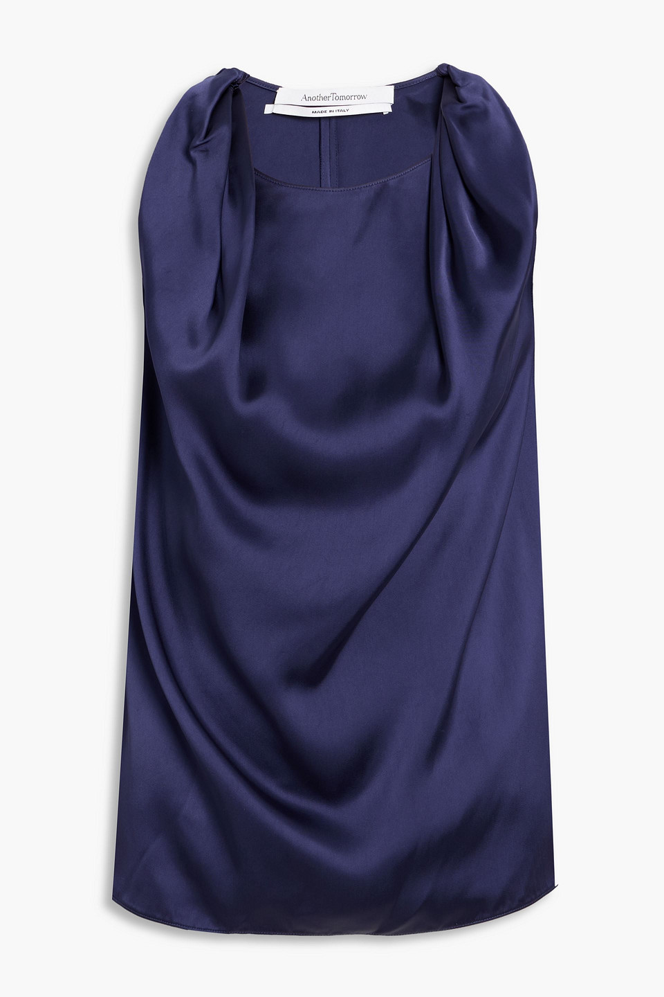 another tomorrow - twisted satin top - blue - xs
