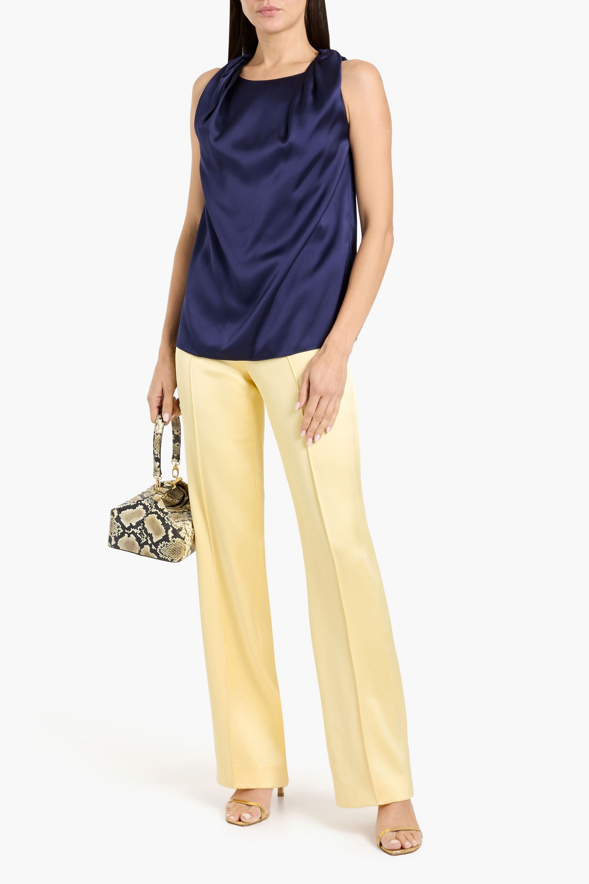 Another Tomorrow Twisted satin top