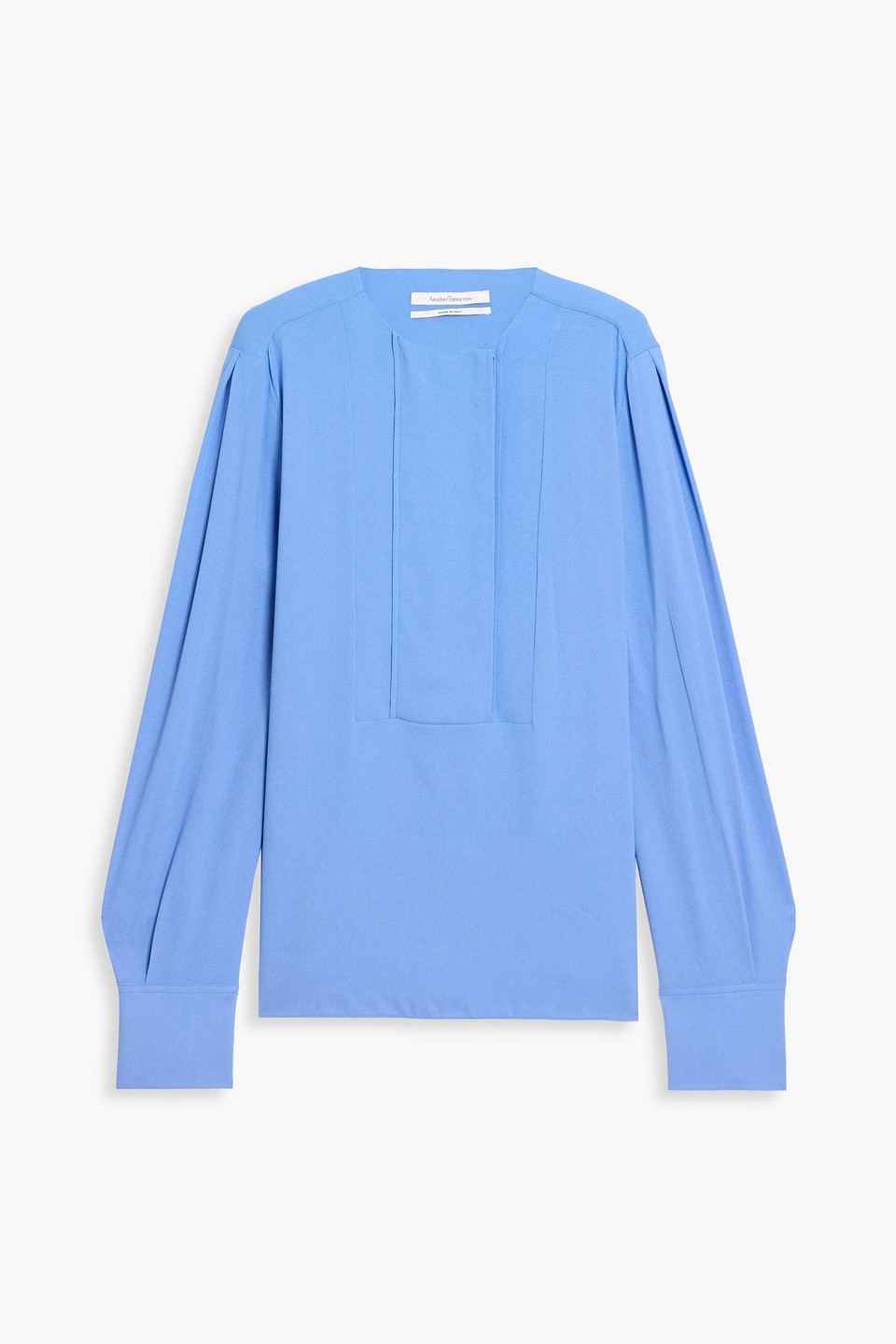 Another Tomorrow Crepe Blouse In Blue