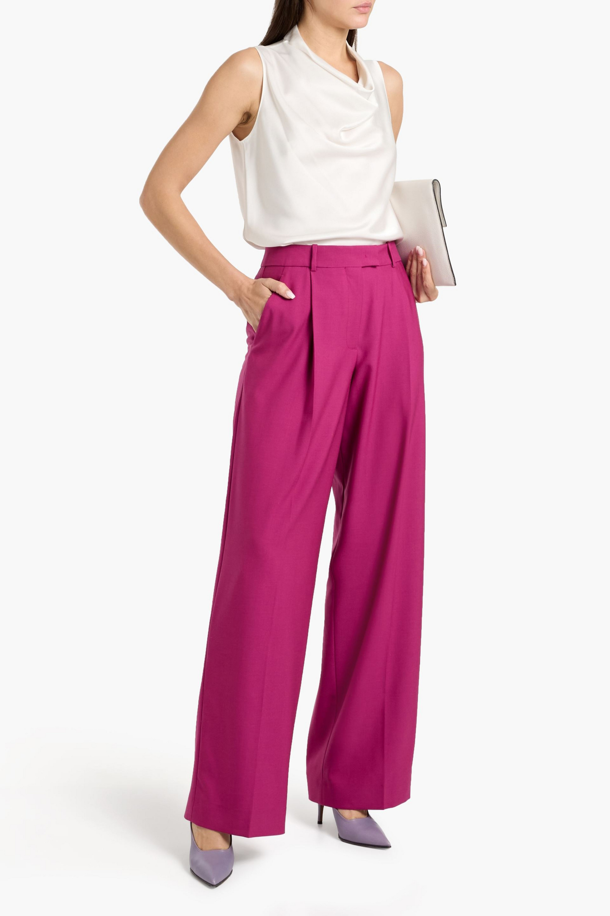Another Tomorrow Wool-blend wide-leg pants