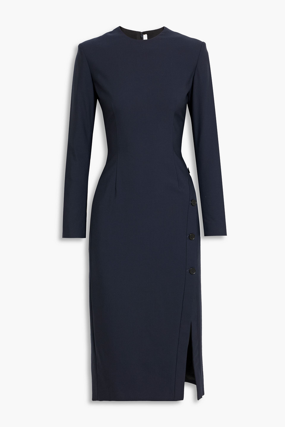 Another Tomorrow Wool-crepe Midi Dress In Blue