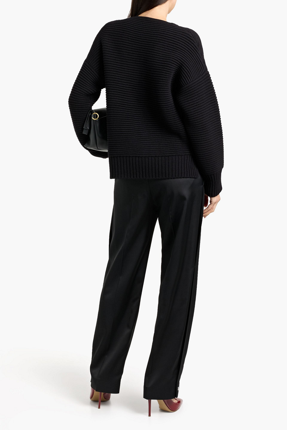  Another Tomorrow - Ribbed Merino Wool-blend Sweater - Black - Xs 