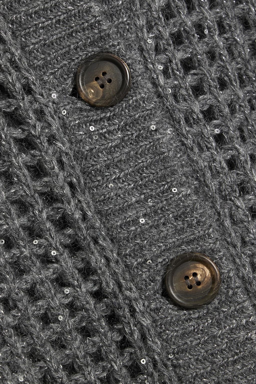 BRUNELLO CUCINELLI Sequin-embellished metallic open-knit cardigan