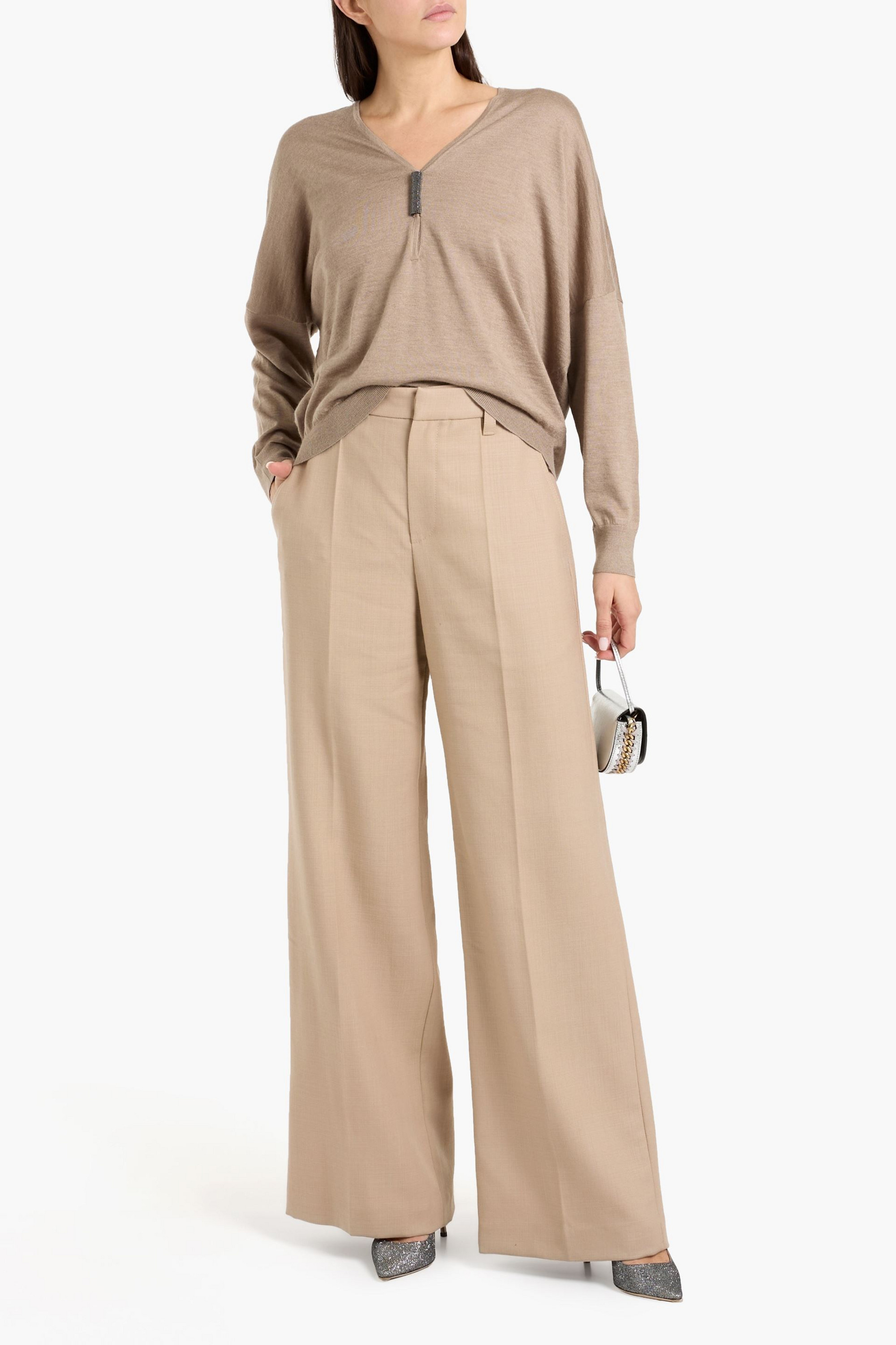 Brunello Cucinelli Wool-twill wide-leg pants