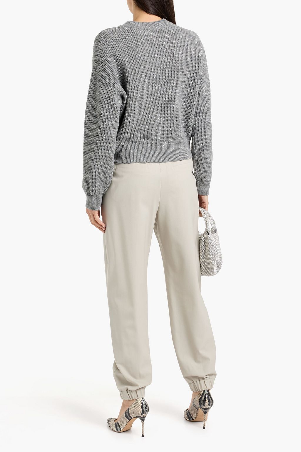 BRUNELLO CUCINELLI Metallic waffle-knit sweater