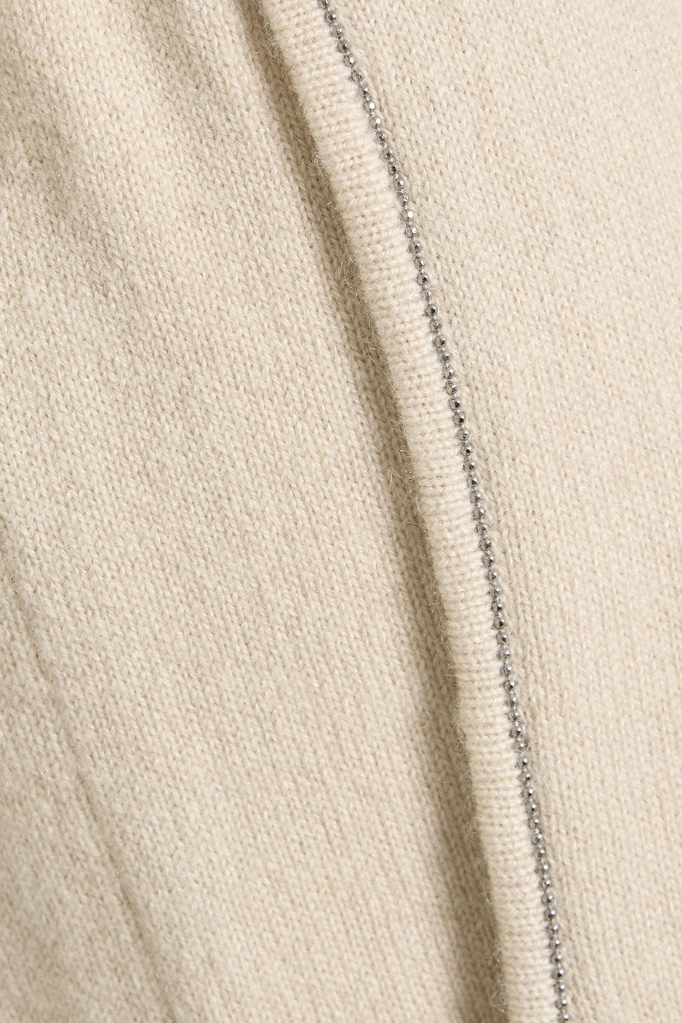 Brunello Cucinelli Bead-embellished Cashmere Track Pants In Neutral