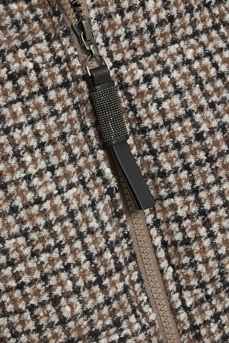 Brunello Cucinelli Shearling-trimmed Checked Quilted Wool-blend Tweed Vest In Gray