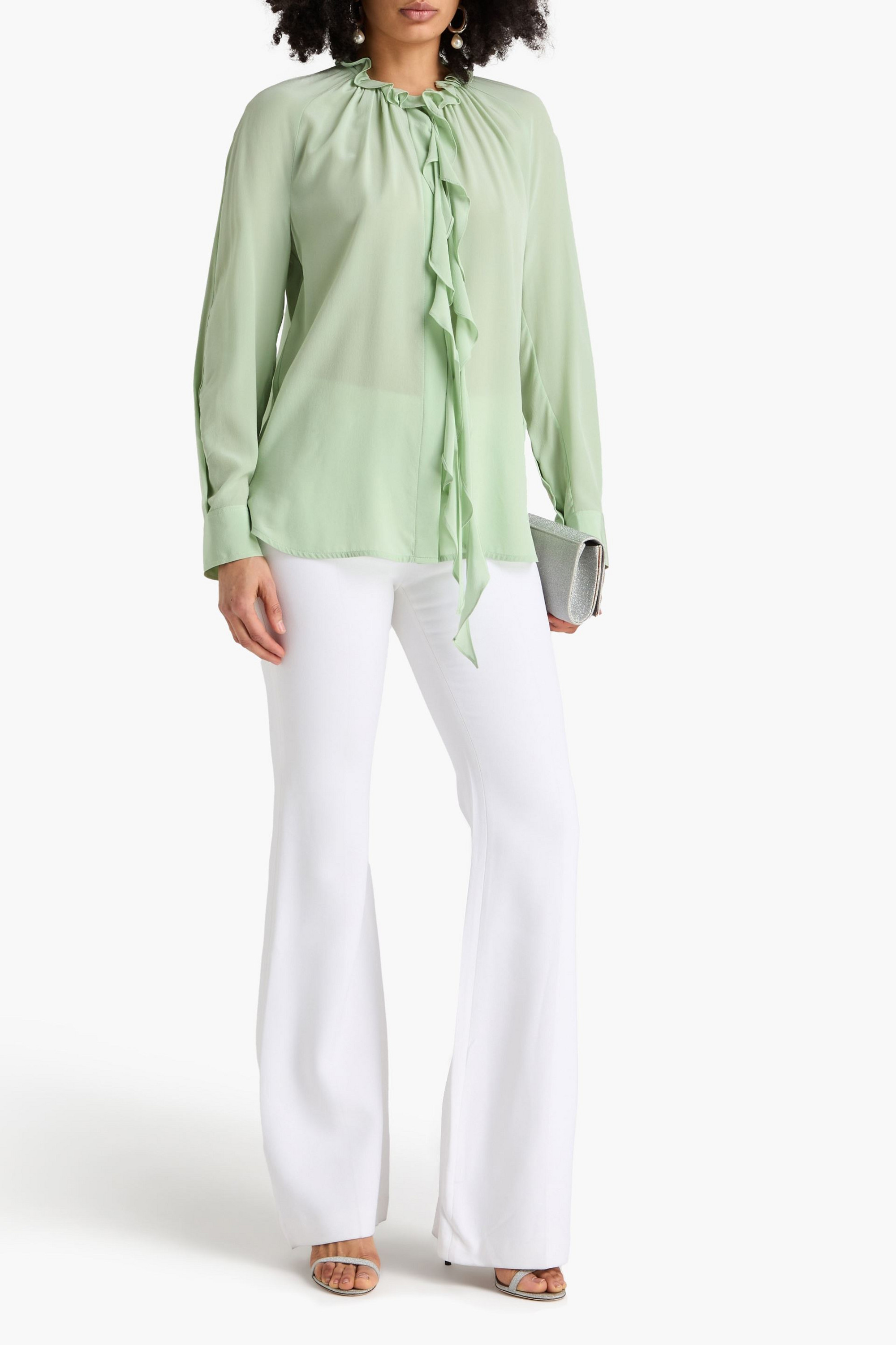 Victoria Beckham Ruffled silk crepe de chine blouse