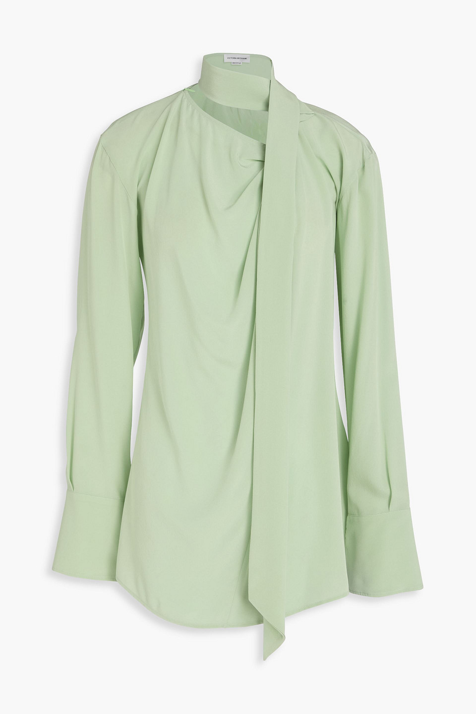 Victoria Beckham Twisted Silk Crepe De Chine Blouse In Green