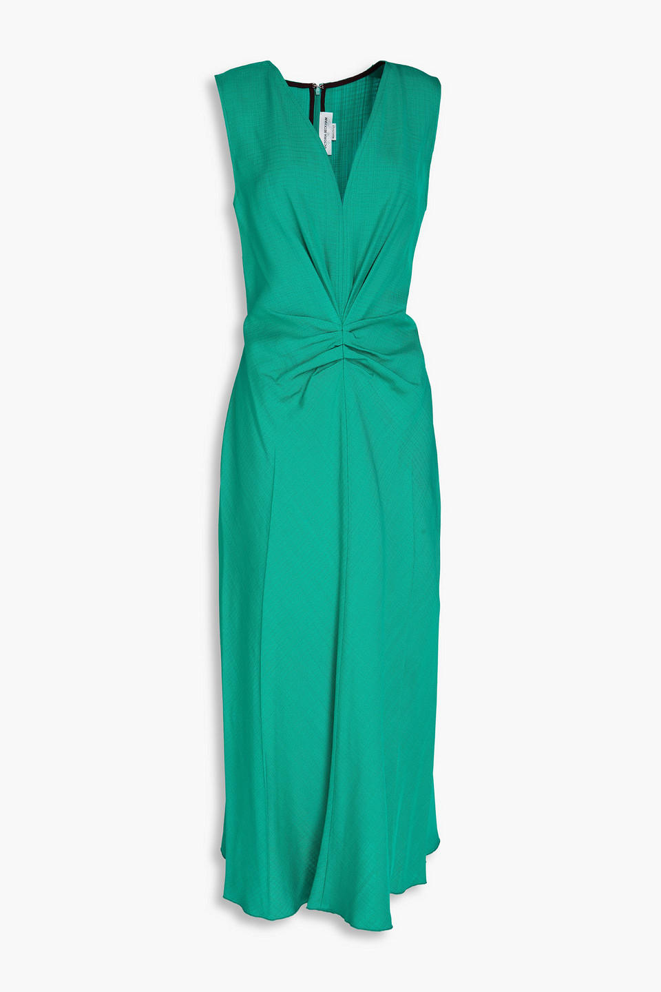 victoria beckham - gathered crepe midi dress - green - uk 4