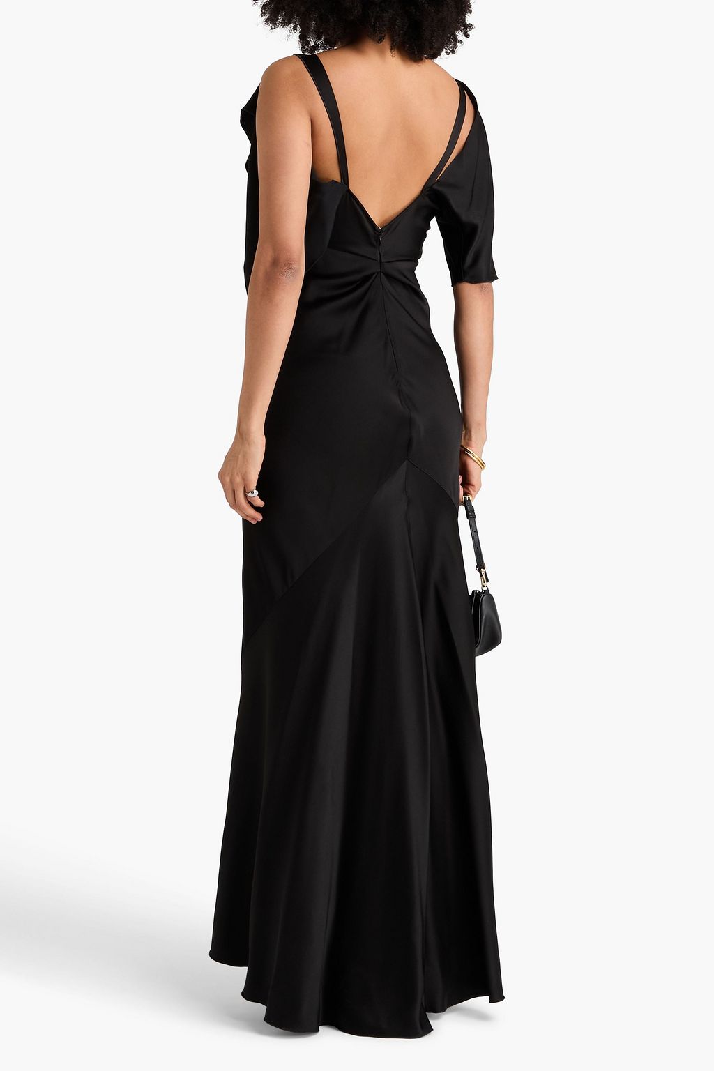 VICTORIA BECKHAM サテンクレープ ロングドレス ルーシュ入り | THE