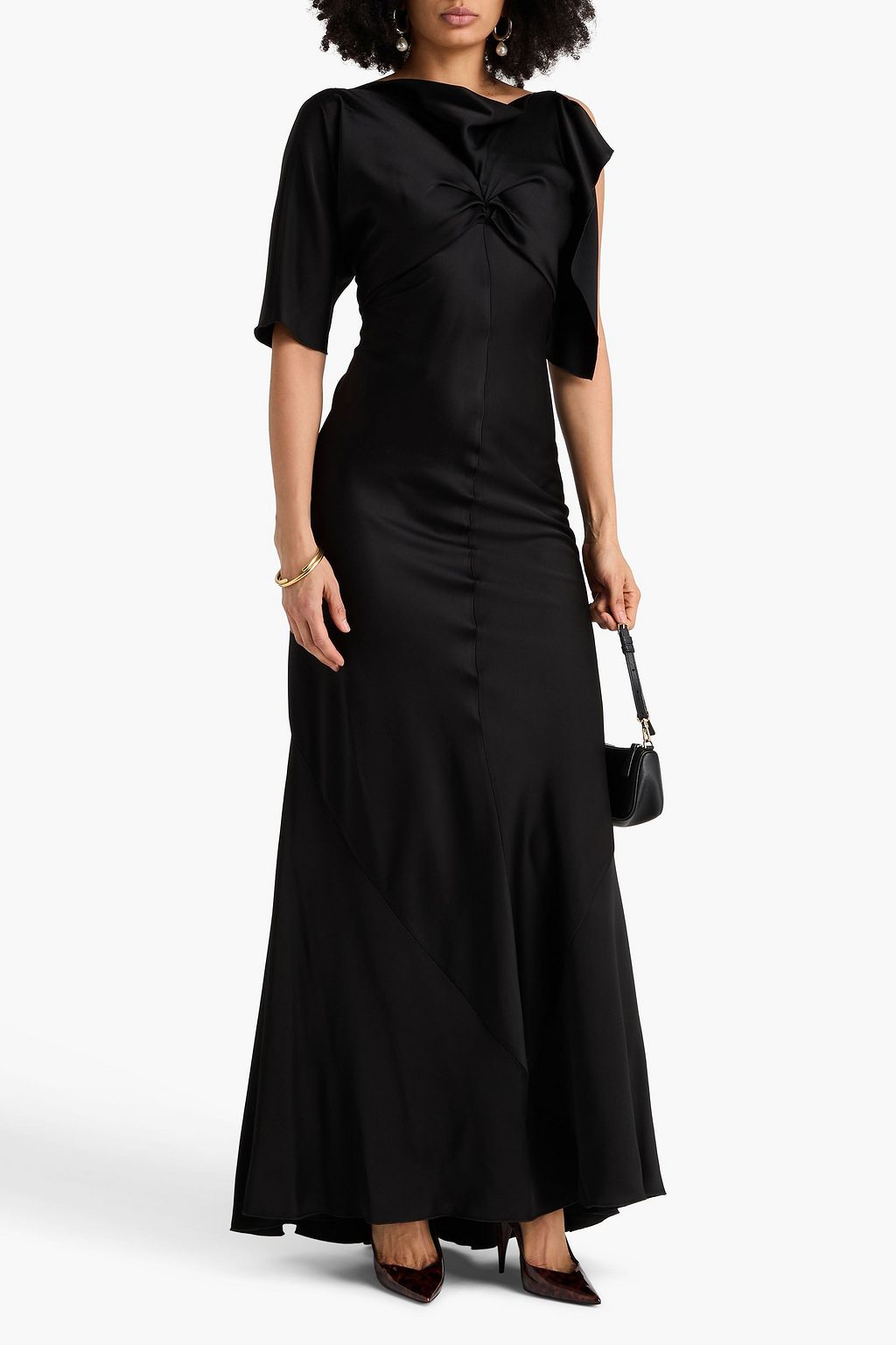 VICTORIA BECKHAM サテンクレープ ロングドレス ルーシュ入り | THE