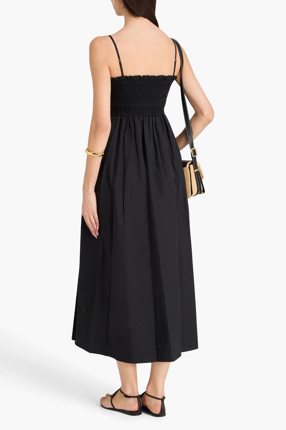  Tory Burch - Gerafftes Midikleid Aus Baumwollpopeline - Schwarz - M 