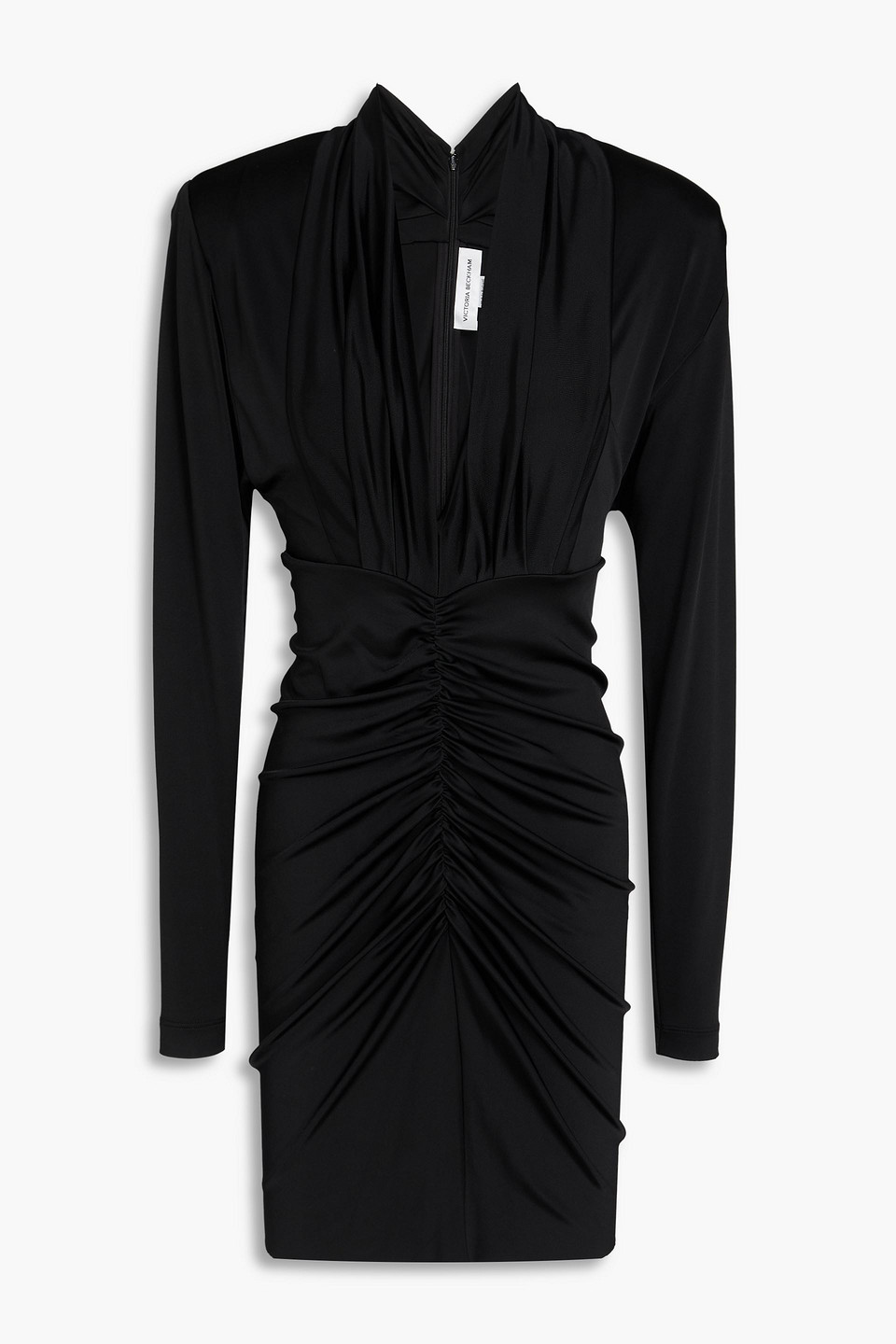 Victoria Beckham Ruched Satin-jersey Mini Dress In Black