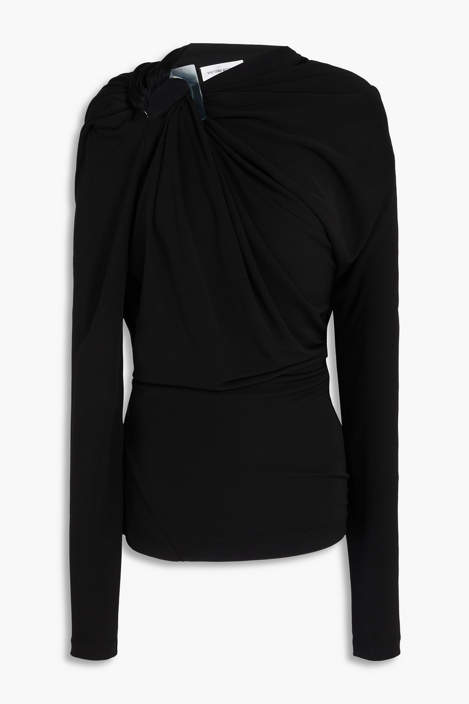 victoria beckham - draped satin and stretch-crepe top - black - uk 4