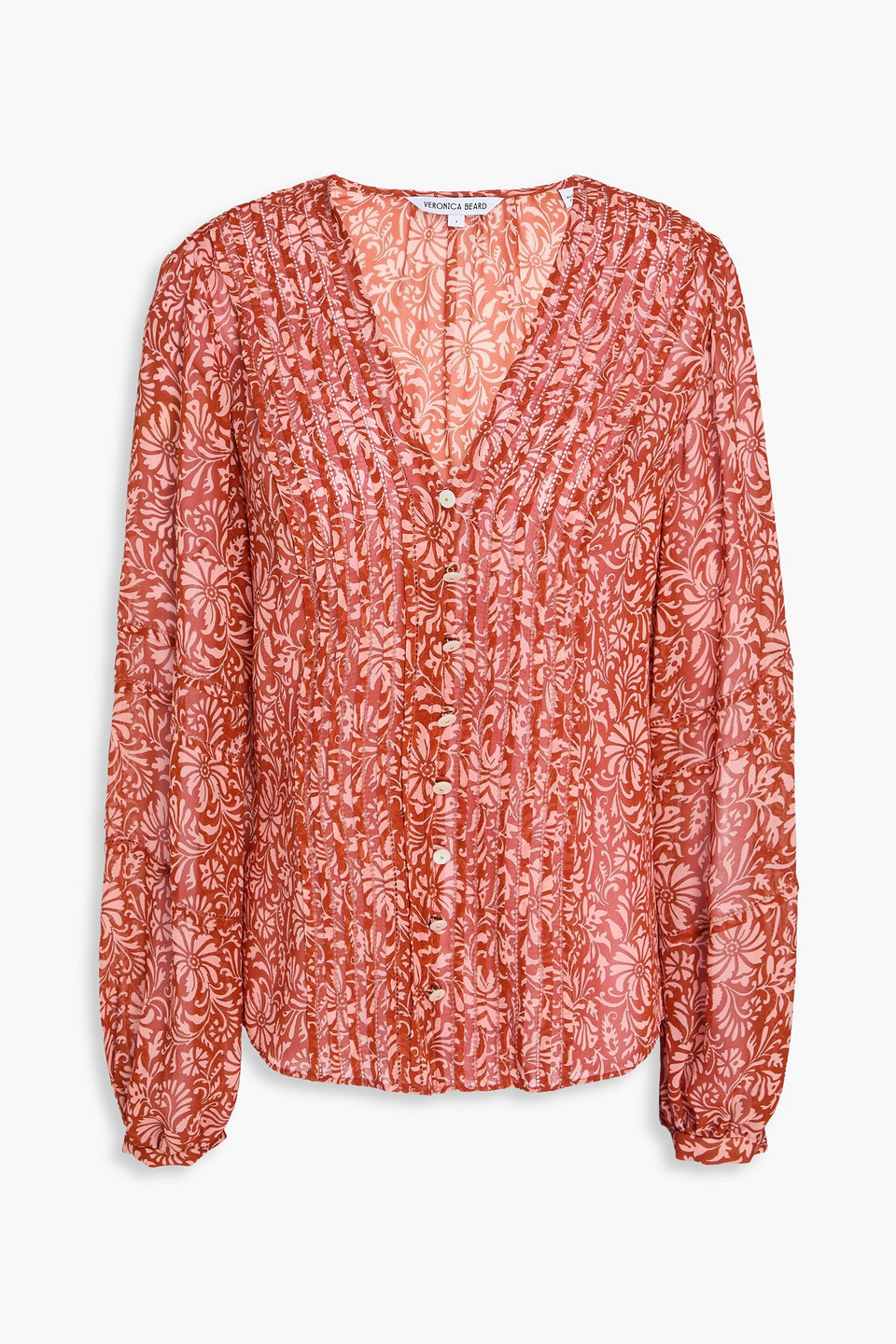 veronica beard - calvin floral-print silk-georgette blouse - red - us 4