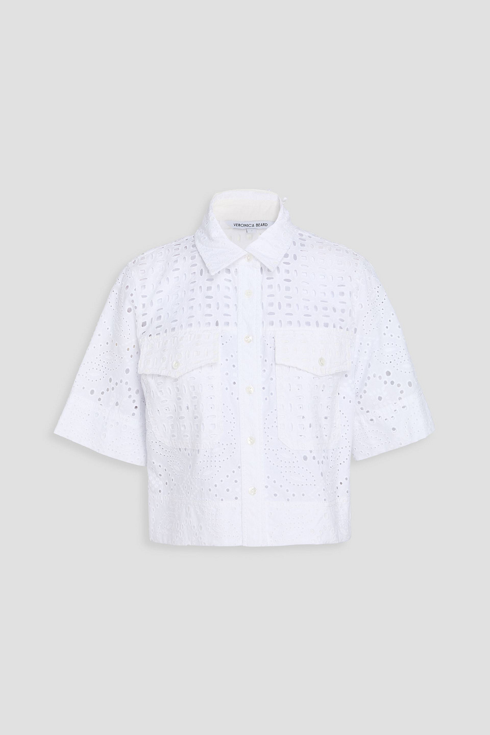 Veronica Beard Spruce Broderie Anglaise Cotton Shirt In White